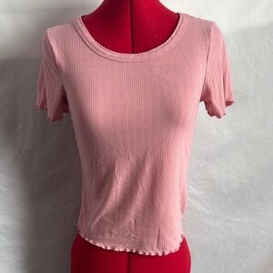 NOBO Pink Ribbed Short Sleeve T-Shirt